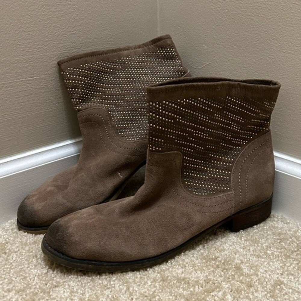 Carlos Santana Brown Suede Leather Studded Boots Size 9.5